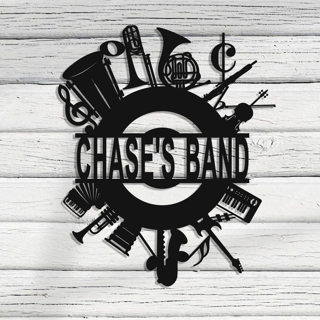 Custom Music Band Metal Wall Art, Personalized School Band Name Sign ...