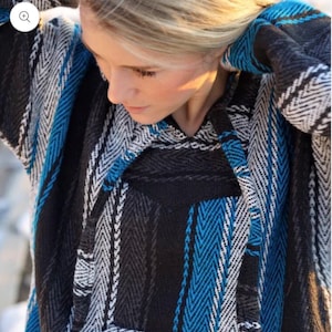 Mexican Baja Hoodie Hippie Pullover Surfer Poncho Beach Sweatshirt