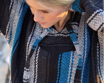 Mexican Baja Hoodie Hippie Pullover Surfer Poncho Beach Sweatshirt