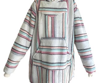 Oversized Wearable Blanket Baja Hoodie Hippie Pullover Surfer Poncho Beach Sweatshirt