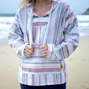 Mexican Baja Hoodie | Hippie Pullover Surfer Poncho Beach Sweatshirt