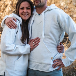 White Baja Hoodie Hippie Pullover Surfer Poncho Beach Sweatshirt Solid White