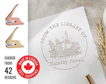 Custom Book Embosser, Personalized Library Stamp, Free Design Preview, Self Inking Book Stamp, Book Lover Gift
