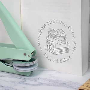 Embosseur de livres personnalisé/Tampon de livre personnalisé/Timbre de gaufrage de bibliothèque/De la bibliothèque de/Tampon auto-encreur/Cadeaux pour les amateurs de livres