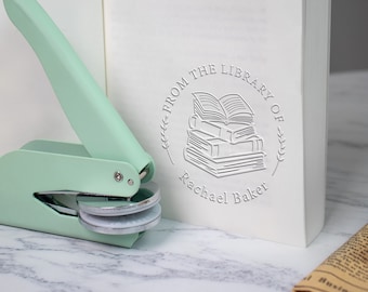 Custom Book Embosser/Personalized Book Stamp/Library embosser stamp/From the Library of /Self Inking Stamp/Book Lover Gifts