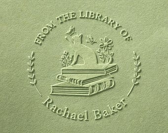 Custom Book Embosser/Personalized Book Stamp/Library embosser stamp/From the Library of /Self Inking Stamp/Book Lover Gifts