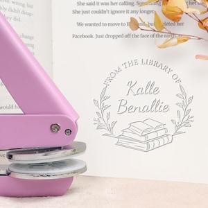 Embosseur de livres personnalisé/Tampon de livre personnalisé/Timbre de gaufrage de bibliothèque/De la bibliothèque de/Tampon auto-encreur/Cadeaux pour les amateurs de livres
