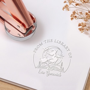 Embosseur de livres personnalisé/Tampon de livre personnalisé/Timbre de gaufrage de bibliothèque/De la bibliothèque de/Tampon auto-encreur/Cadeaux pour les amateurs de livres