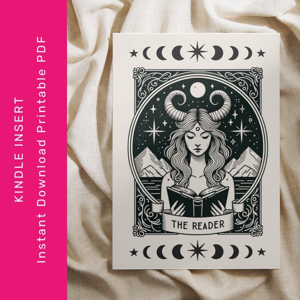 INSTANT Paper Insert for Kindle | The Reader Tarot Card | Downloadable e-reader skin | Kindle Paperweight & Amazon Kindle