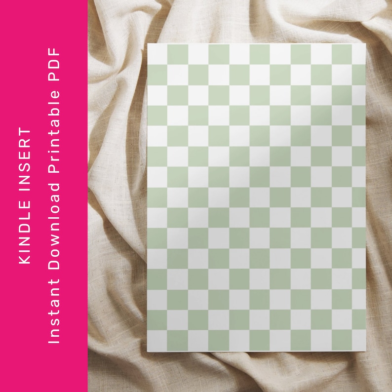 INSTANT Paper Insert for Kindle Green Checkered Downloadable E-reader ...