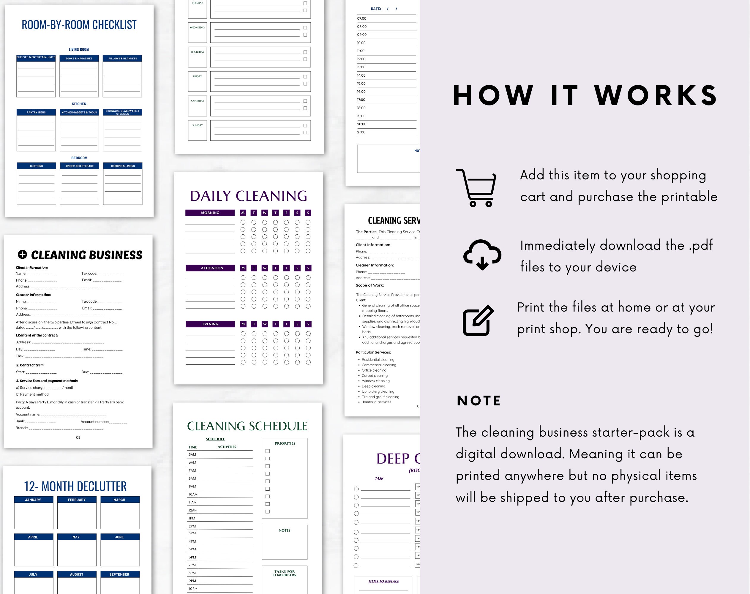 Printable Cleaning Business Starter Pack Cleaning Checklist Cleaning