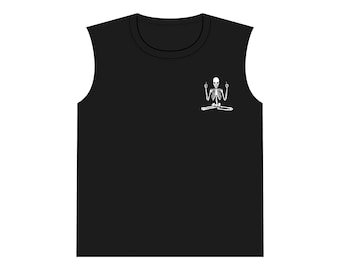 Camiseta sin mangas con estampado de calavera y dedo medio / Estampado en la espalda con gráfico de mano de calavera.