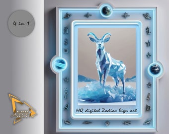 Capricorn Zodiac Sign, Room Decoration, Digital portrait art Download