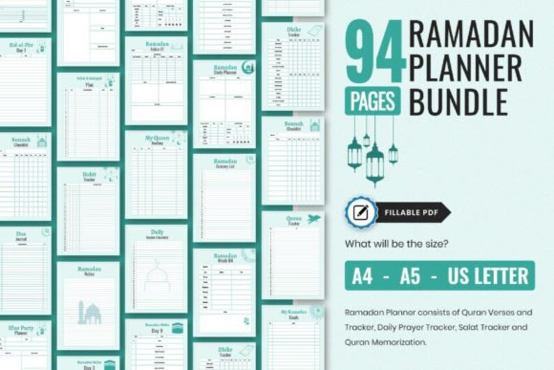 2026 Ramadan Printable Planner PDF Green Journal Tracker Muslim Daily ...