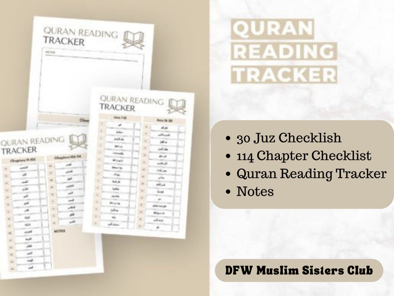 2026 Quran Reading Tracker Printable Planner PDF A4 A5 Journal Muslim ...