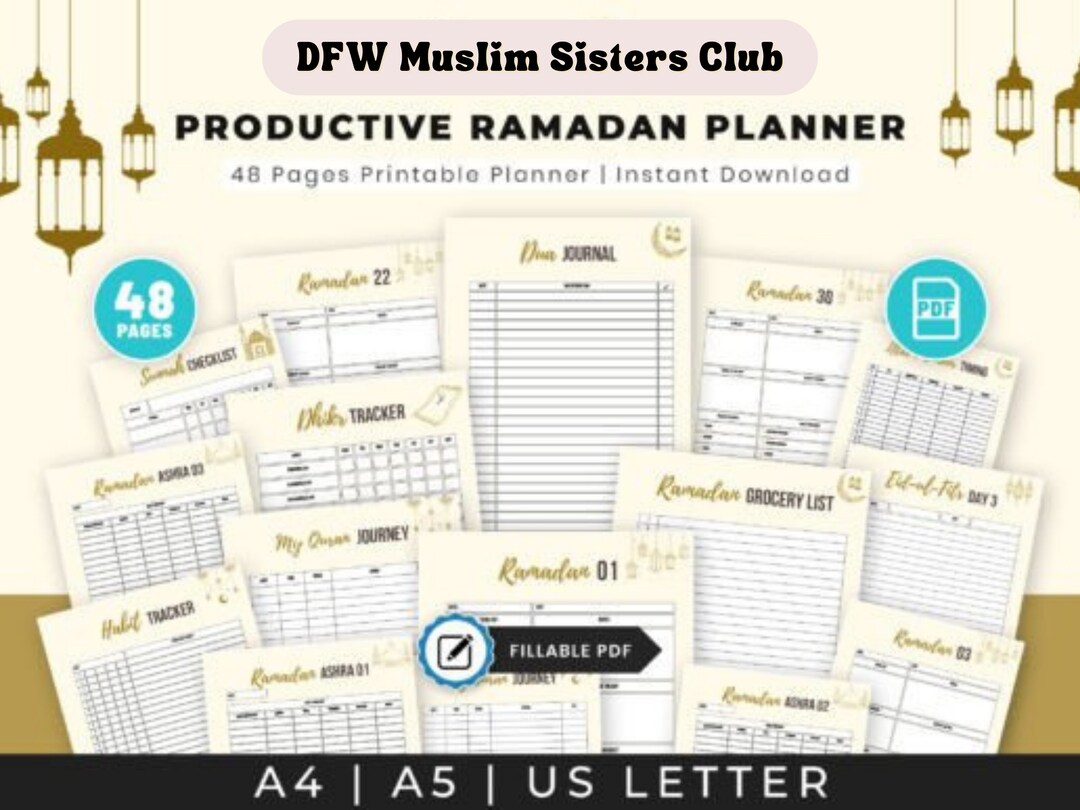 2026 Ramadan Printable Planner PDF Yellow Journal Tracker Muslim Daily ...