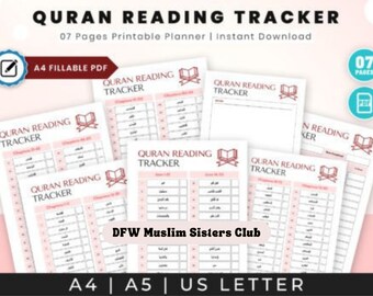 2026 Quran Reading Tracker Printable Planner PDF A4 A5 Journal Muslim Daily Planner iPad Spiritual Template Ramadan Eid Notebook Digital