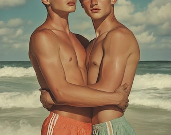 Gay Art, Gay Love, Digital Wall Art, Gay Lovers, Gay Wall Art, Great Gay Gifts, Indie Room Décor, Gay, Gay Men, Art Downloads, Fire Island