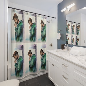 Sexy Watercolor Guy Shower Curtains