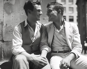 Gay Art, Gay Couples, 1930s Photos, Gay Wall Art, Gay Gifts, Vintage Wall Poster, Gay Pop Art, Gay Art Deco, Printable Wall Art, Men in Love