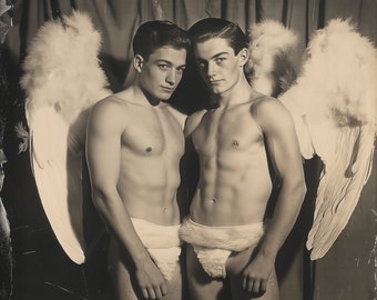 Gay Art, Gay Angels, Gay Print, Gay Wall Art, 1920s Photos, Gay Gifts, LGBTQ+ Wall Poster, Gay Pop Art, Gay Art Deco, Printable Wall Art