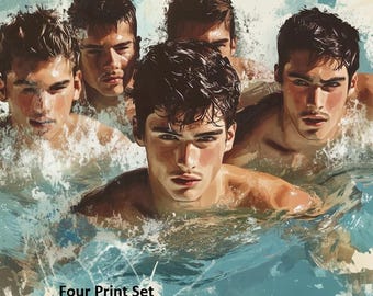 Gay Art, Gay Swim, Gay Print, Gay Wall Art, Gay Gifts, LGBTQ+ Wall Poster, Gay Pop Art, Gay Art Deco, Printable Wall Art, Men Swimwear