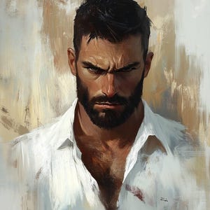 Gay Art, Tough Gay Canvas Print framed, Intense Male Portrait, Home Decor Art, Gay Gifts, Black Pinewood Frame, Gay Men, Gay, Beautiful Men