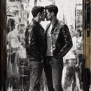 Poster d&#39;arte gay Poster gay vintage pronti da appendere, Cruising leather bar Gay Lovers, Stampe gay, Gay Wall Gay Gifts, Gay 1970&#39;s Male Lovers