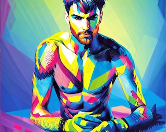 Arte gay, chico inteligente, galería de lienzos, arte gay, amante gay, arte mural gay, surrealismo gay, grandes regalos gay, decoración de habitaciones indie, gay, hombres gay, lienzo