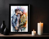 Gay Art I Boho Prints I Gay Kiss I Satin Posters I Size up to 24 x 36 I Gay Lovers I Gay Wall Art I Gay Posters I Gay Images I Gay Guys