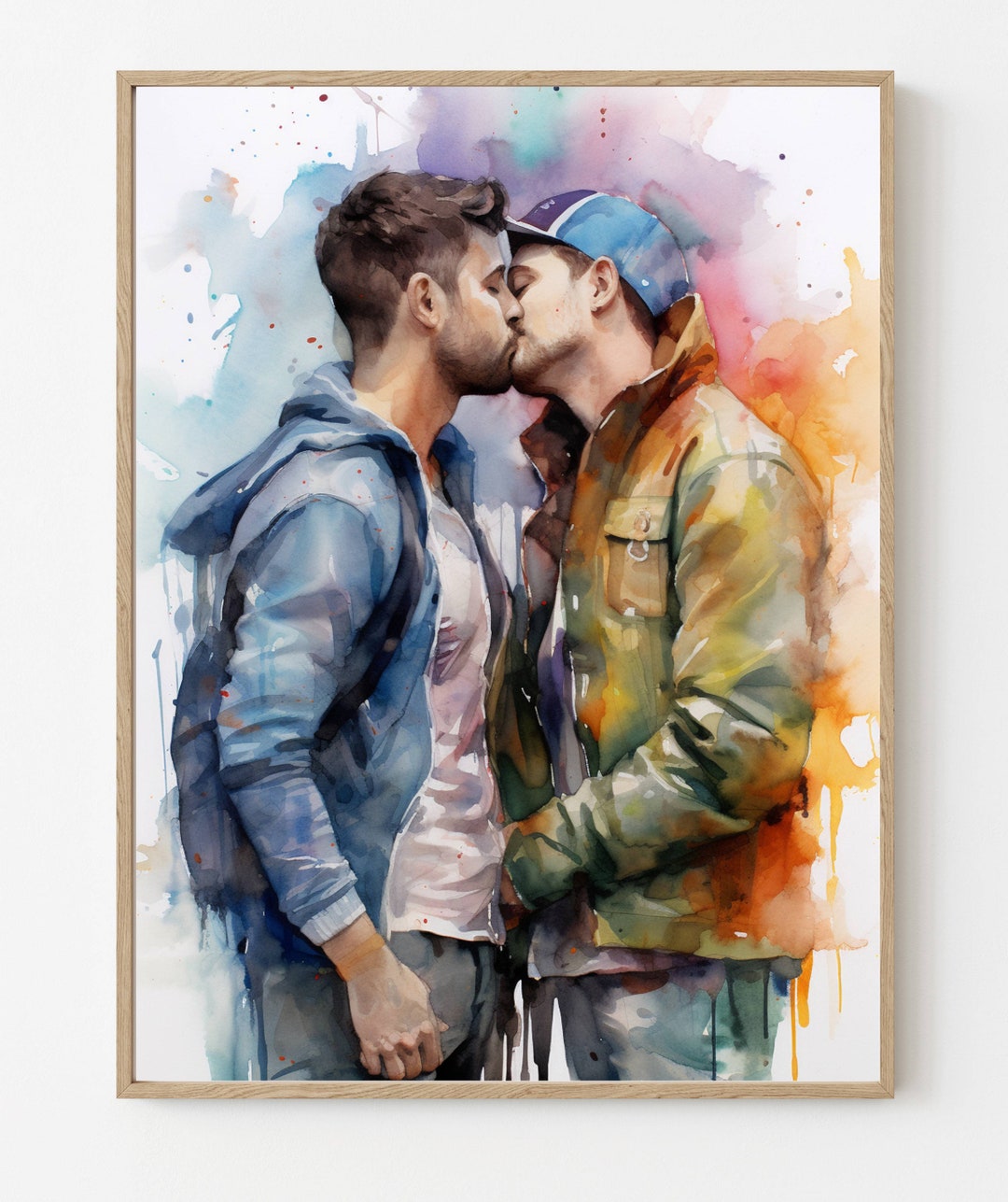 Gay Art I Boho Prints I Gay Kiss I Satin Posters I Size up to 24 X 36 I ...