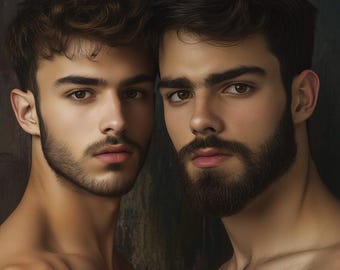 Gay Art, Greek Boys 3, Gay Men Prints, Queer Wall Art, Great Gay Gifts, Gay Wall Poster, Gay Oils Prints, Gay Men Posters, SemiGloss 180 gsm