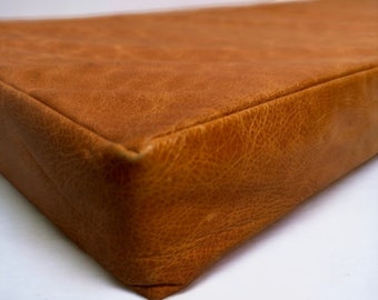 Custom genuine leather replacement cushions. window cushion cover, Ideal for benches, mid-century chairs, Leather Bench Cushion