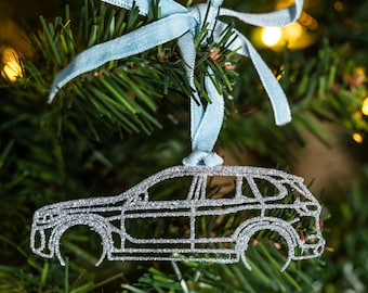 Silver BMW X5 Christmas Ornament - Holiday Decoration for Gearheads / Auto Enthusiasts, Celebrate your legendary ride!