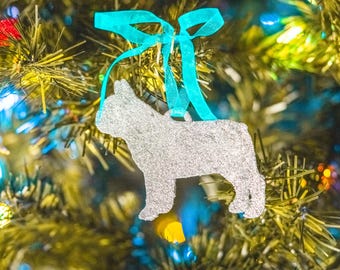 French Bulldog Glitter Christmas Ornament: Holiday Decoration