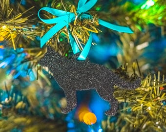 German Shepherd Christmas Ornament: Black Dog Silhouette Tree Decoration