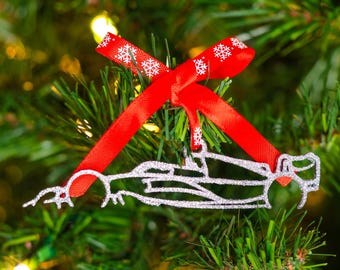F1 Racing Ornament - Silver Christmas Decoration for Racing Fans & Auto Enthusiast