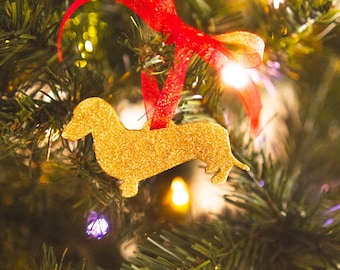 Gold Dachshund Christmas Ornament: Festive Dog Lover Decor