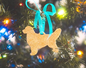 Glittered Golden Retriever Silhouette Ornament: Dog Lover Gift