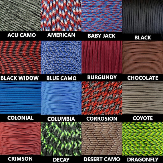10-100 feet - 550 Paracord w/ 3*FREE buckles & FREE shipping!! USA Cord