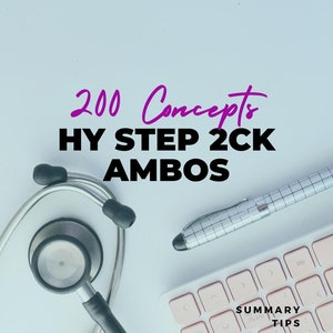Könnte beinhalten: Eine weiße Tastatur mit rosa Tasten, ein Stethoskop und ein Stift auf einer weißen Oberfläche. Die Tastatur hat den Text "SUMMARY TIPS IMAGES GRAPHICS" auf den Tasten. Der Text "200 Concepts HY STEP 2CK AMBOS MEDLATAMUSMLE" ist in Lila auf weißem Hintergrund geschrieben.