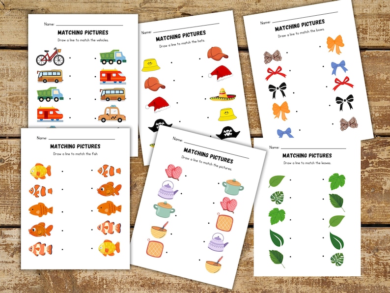 Printable Matching Worksheets, Match the Picture, Homeschool Printable ...