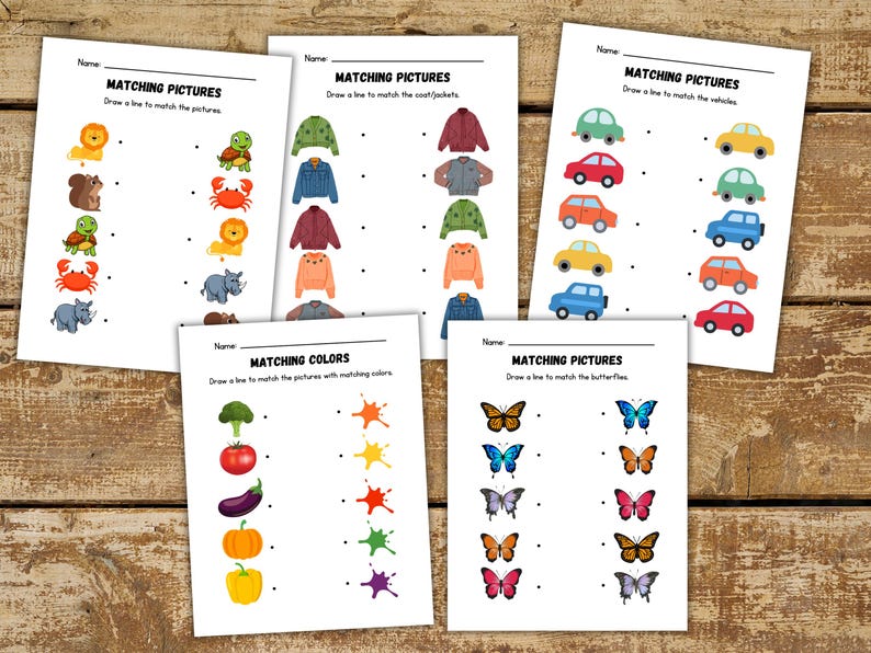 Printable Matching Worksheets, Match the Picture, Homeschool Printable ...