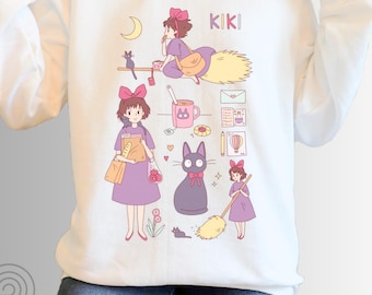 Jiji Shirt, Kiki&#39;s Delivery Service, Studio Ghibli Sweatshirt, Hayao Miyazaki Tee, Totoro Shirt, Spirited Away, Howl&#39;s Moving Castle Shirt