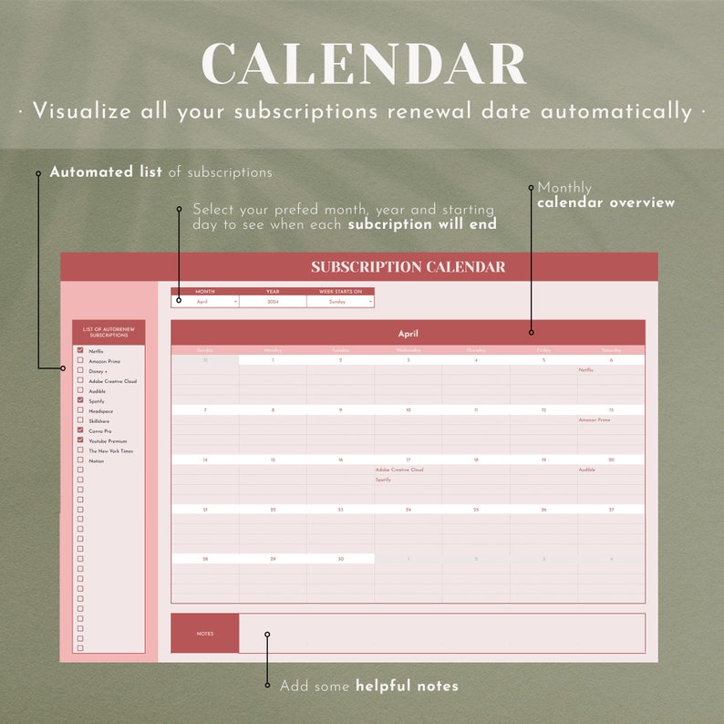 Monthly Subscription Tracker Google Sheets Membership Management ...