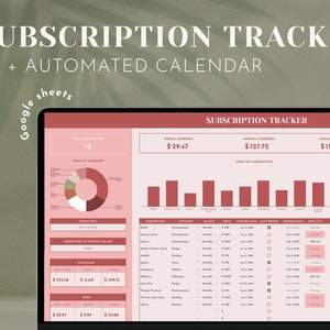 Monthly subscription tracker google sheets membership management calendar expense tracker spreadsheet subscription organizer template