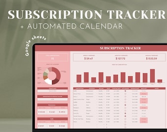 Monthly subscription tracker google sheets membership management calendar expense tracker spreadsheet subscription organizer template