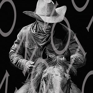 Retrato rústico de caballo vaquero del oeste, arte láser — Archivo de grabado en madera de alto contraste — Archivo de grabado láser