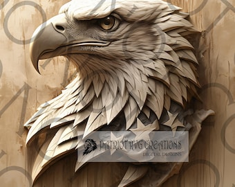 xTool S1 Ready File, 3D Design, Digital file, Eagle head, Relief Style, Military Design, American Flag, High Contrast, Artwork. 49