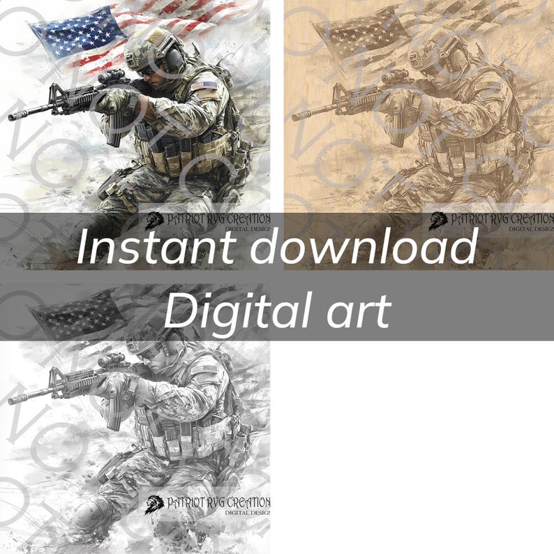 Soldier Prop Graphics Tactical Soldier With American Flag Digital Art (laser Ready) - Etsy